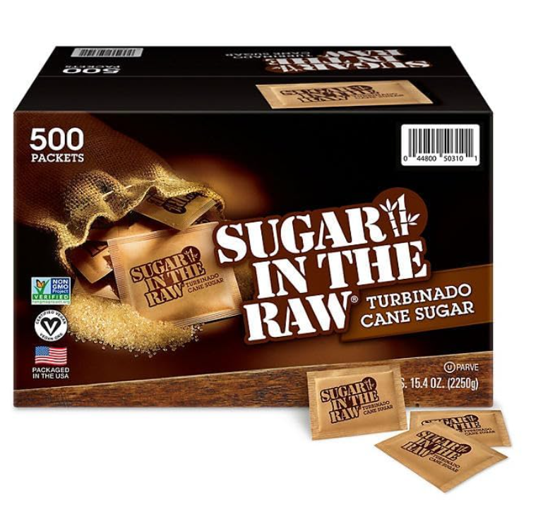 Sugar InThe Raw/Raw Natural Cane Brown Sugar Turbinado, 500 Count, Pack of 1, Natural Sweetener for Drinks and Baking Packets for Home, Office, Coffee, Bar, Gift,Restaurants, & Coffee Stations